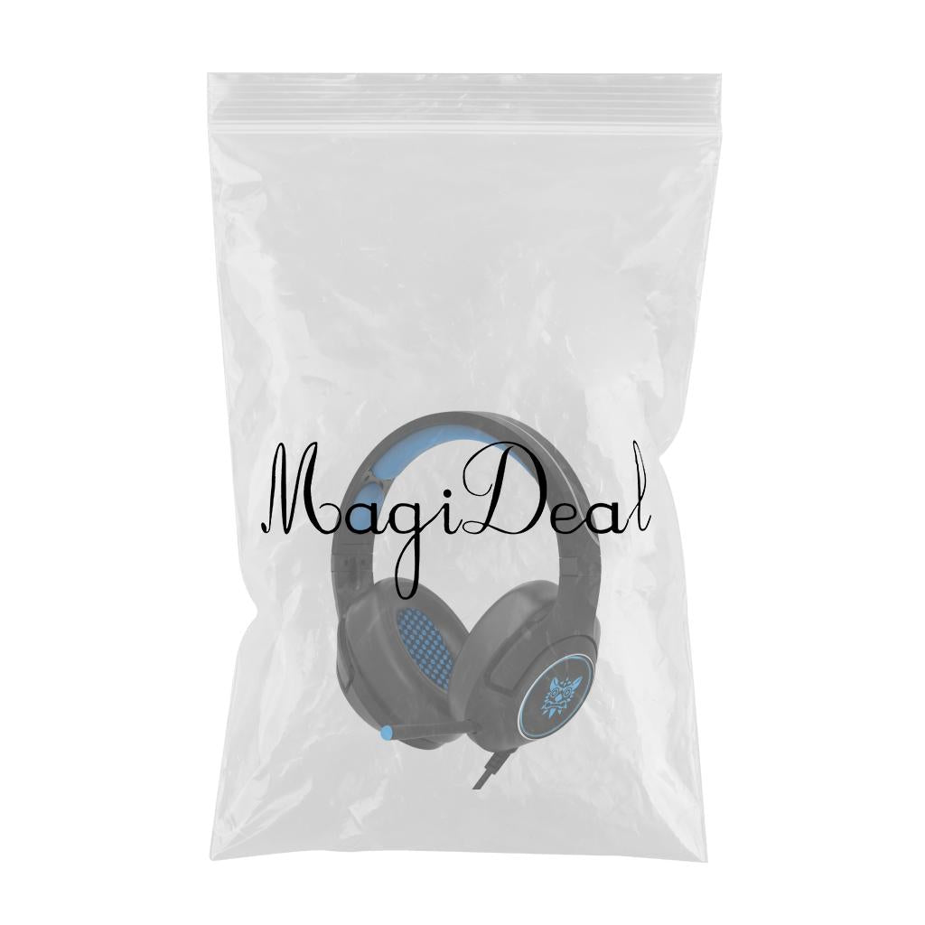 3.5mm Jack Plug Headset Wired Headphone EarBuds Ear-Cup Adjustable Blue