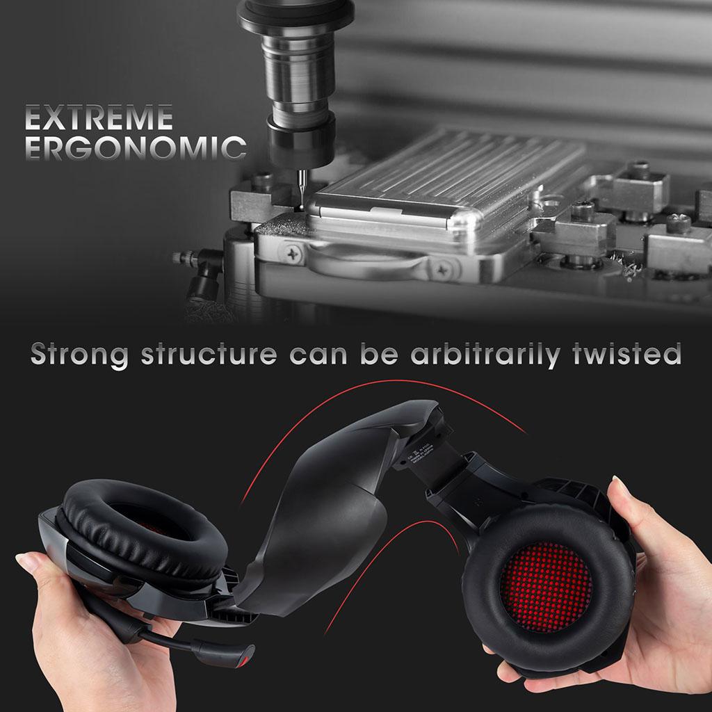 Wired 3.5mm Headphone Universal Gaming Headset Earpiece with Microphone Red