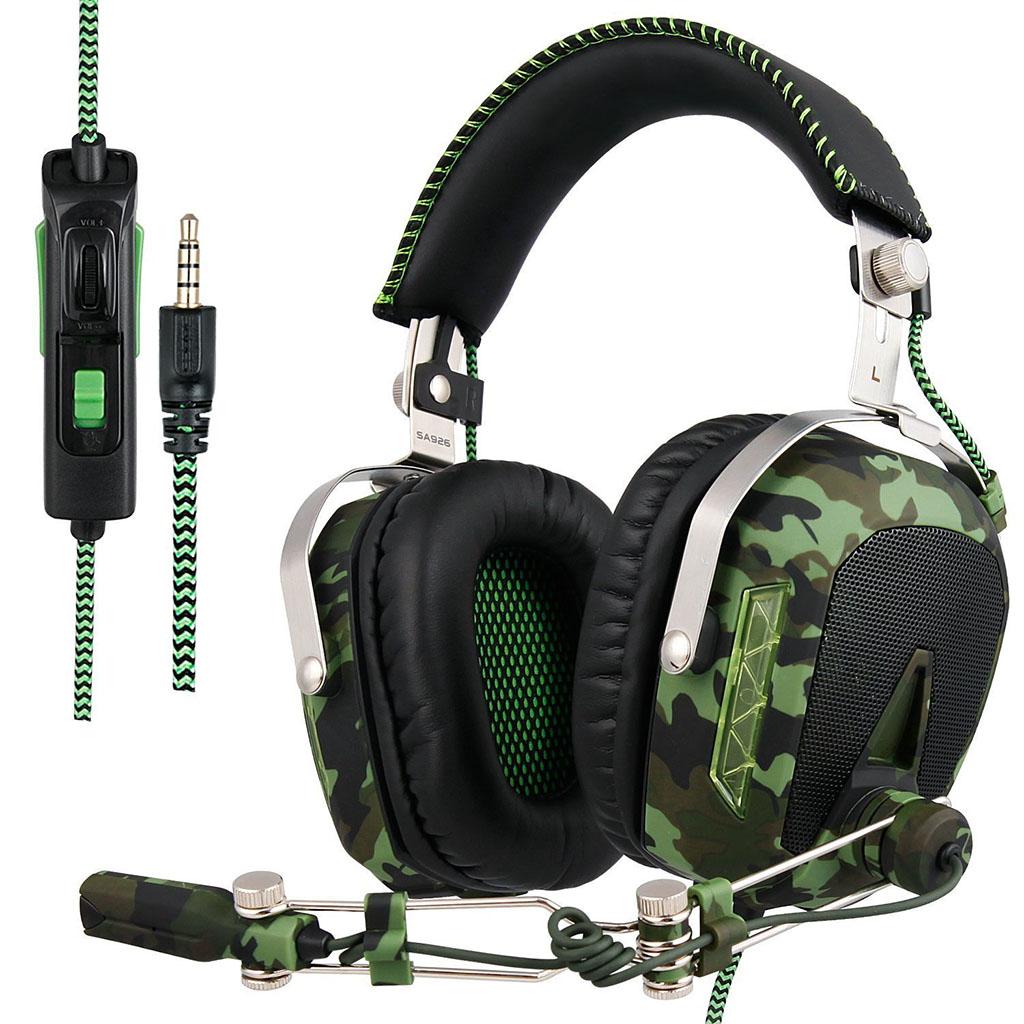 Sades7.1 Stereo Headsets Surround Sound Gaming headphones MIC Army Green