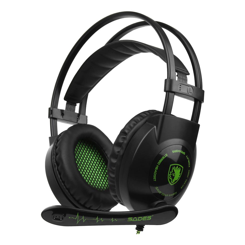 Sades7.1 Stereo Headsets Surround Sound Gaming headphones MIC black green