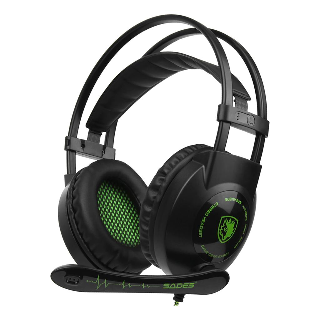 Sades7.1 Stereo Headsets Surround Sound Gaming headphones MIC black green