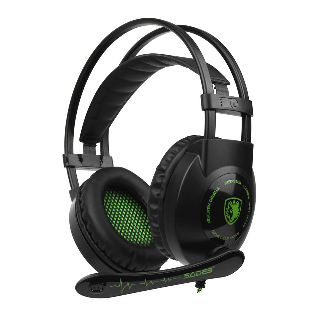 Sades7.1 Stereo Headsets Surround Sound Gaming headphones MIC black green