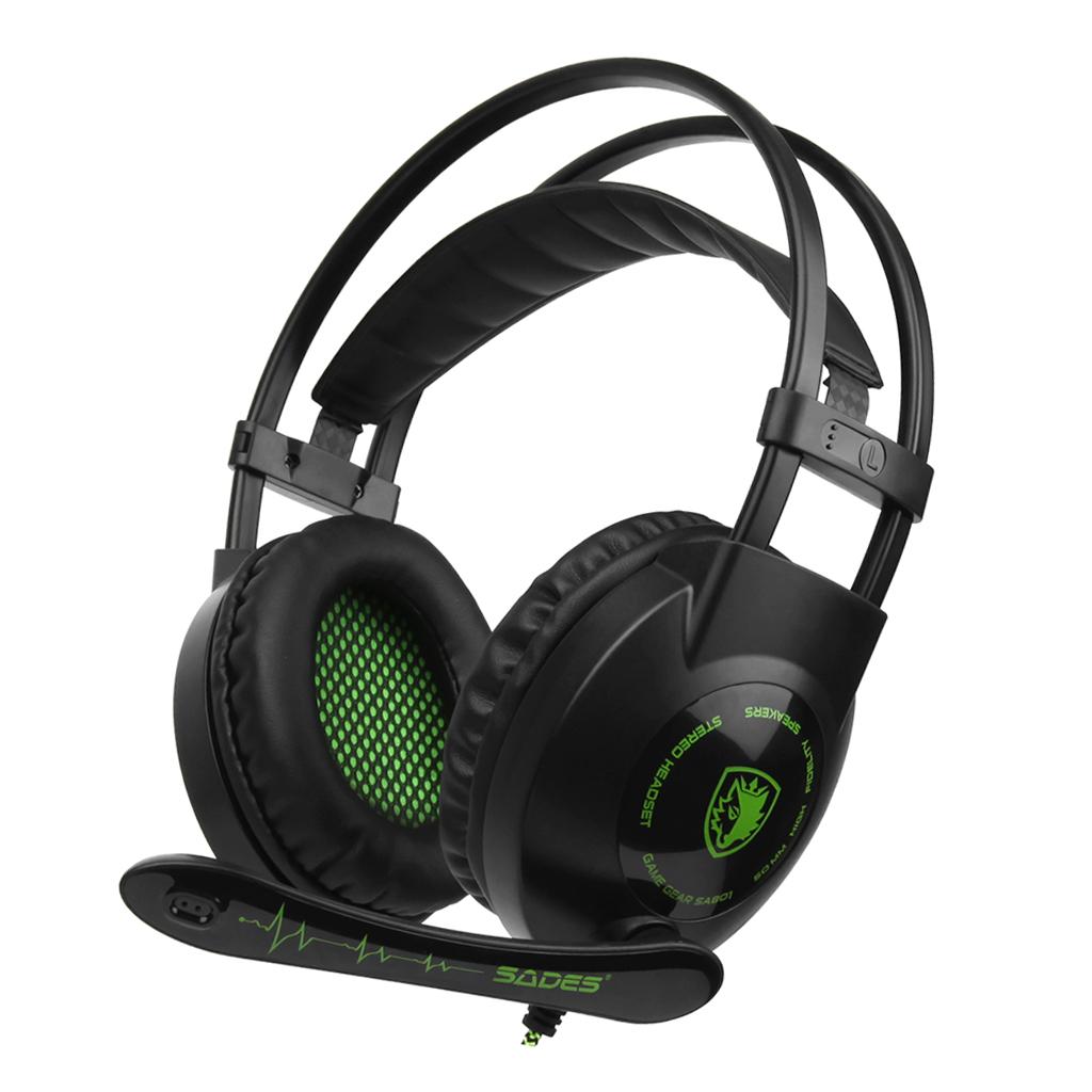 Sades7.1 Stereo Headsets Surround Sound Gaming headphones MIC black green