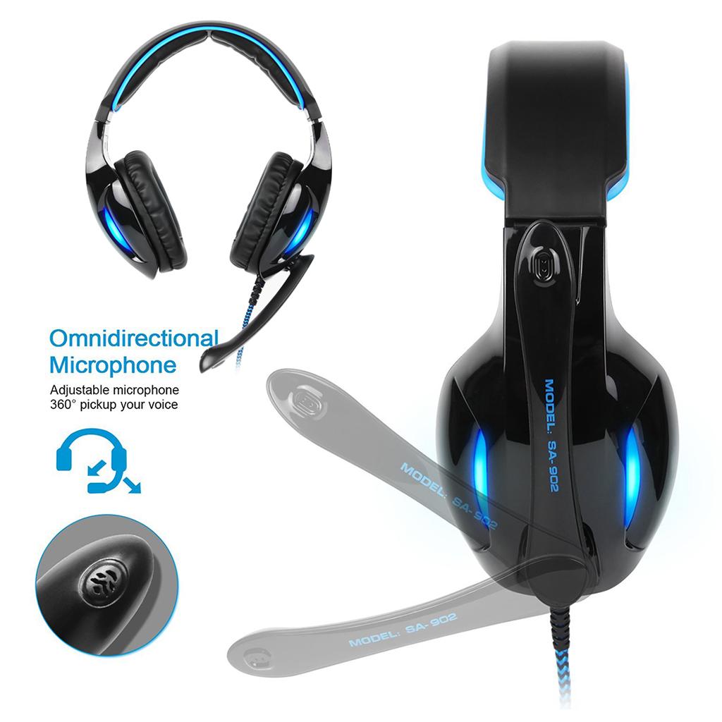 Universal Sades7.1 Stereo Headsets Surround Sound Gaming headphones MIC Blue