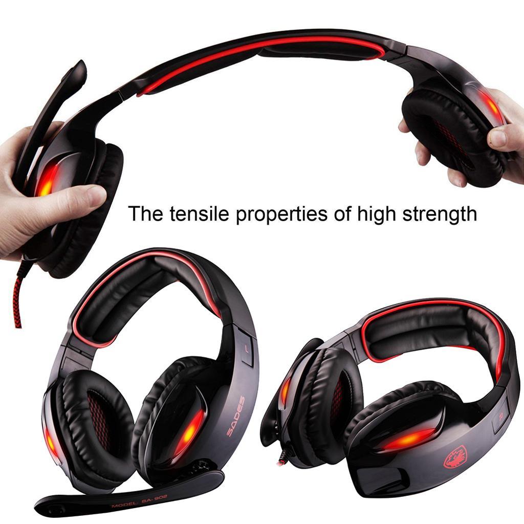 Universal Sades7.1 Stereo Headsets Surround Sound Gaming headphones MIC Red