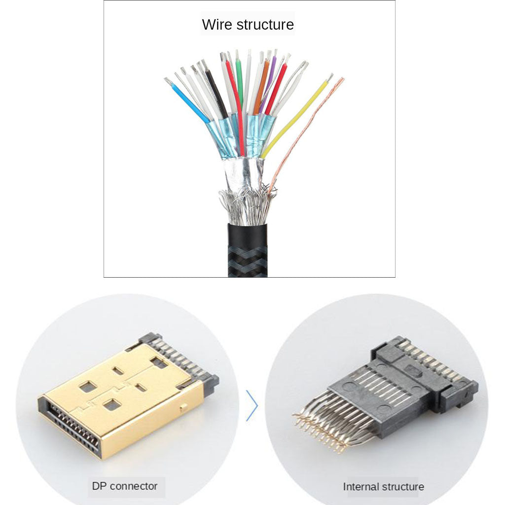 2K Display Port DP to DP Cable DisplayPort 1.2 Aluminum Shell 2m Black