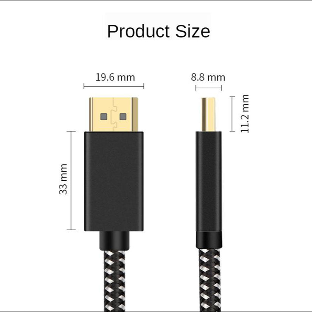 2K Display Port DP to DP Cable DisplayPort 1.2 Aluminum Shell 2m Black