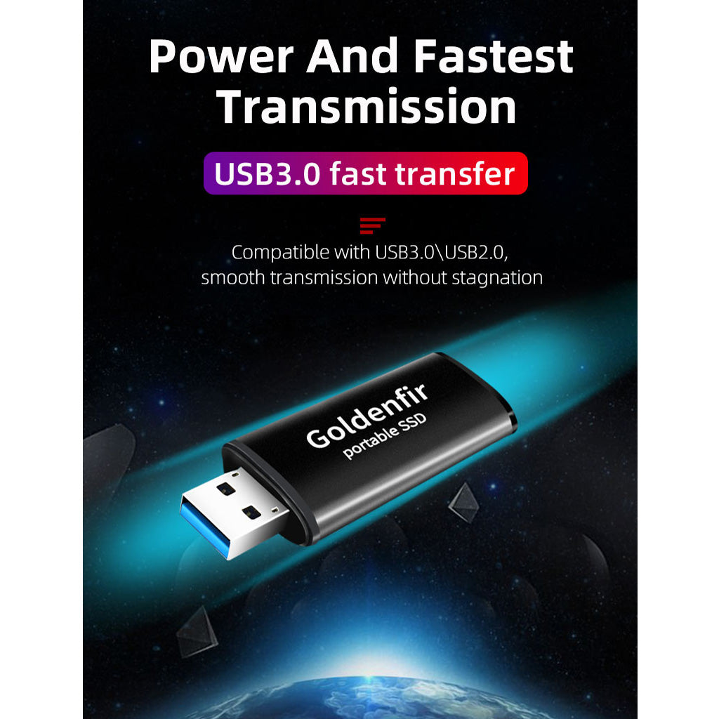 Goldenfir Portable Solid State Drive USB 3.0 External SSD Drive Black 128GB