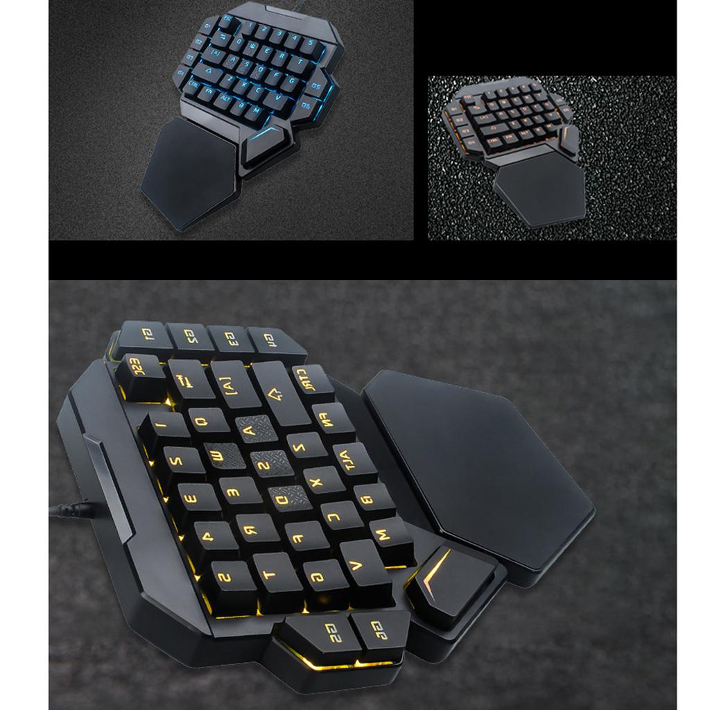 LED Mechanical Keyboard One-Handed Game Keyboard Computer USB Keypad 35 Keys
