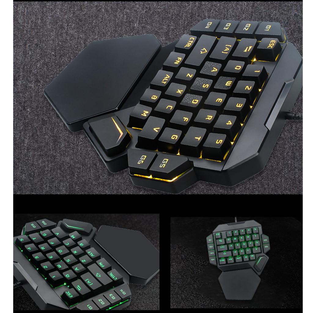 LED Mechanical Keyboard One-Handed Game Keyboard Computer USB Keypad 35 Keys