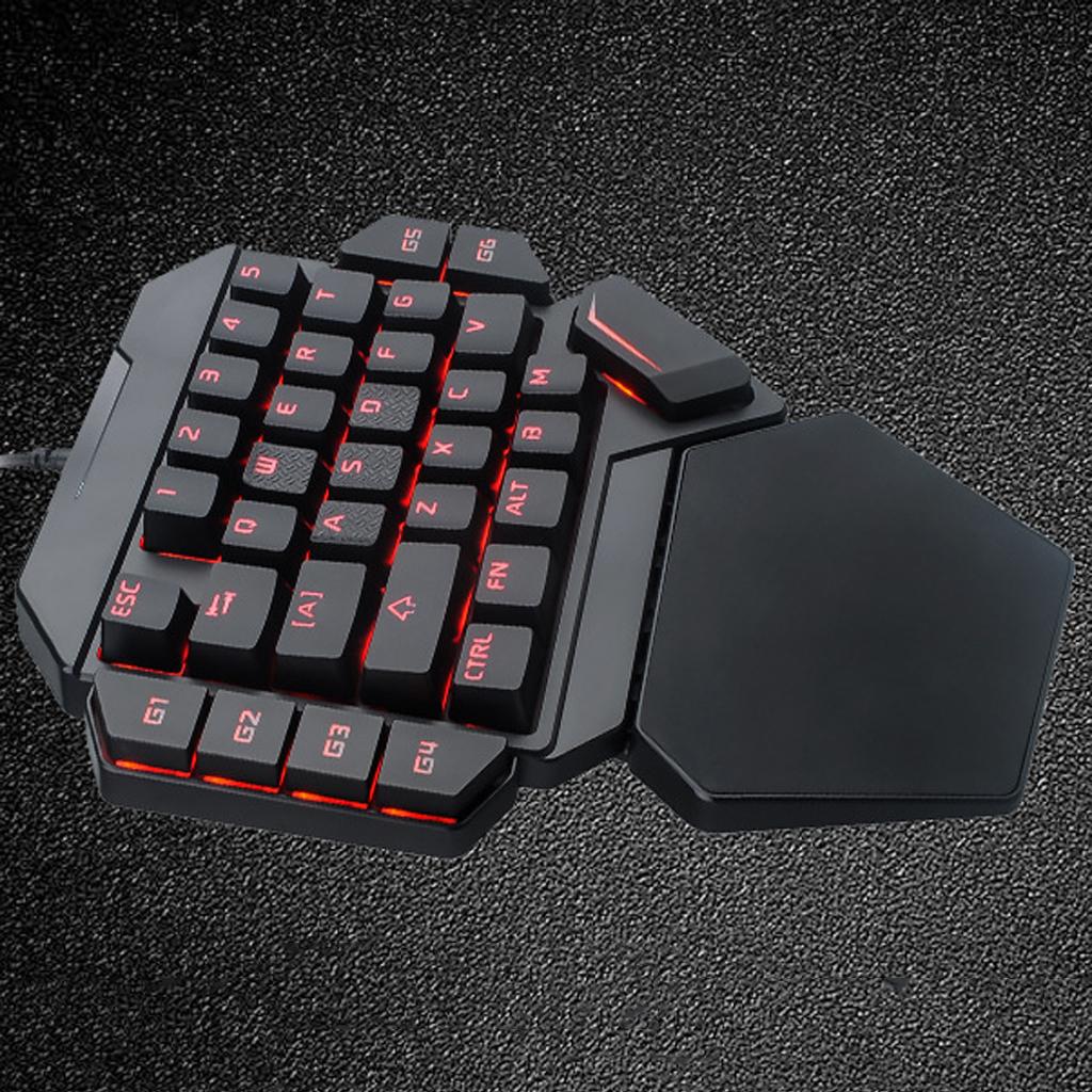 LED Mechanical Keyboard One-Handed Game Keyboard Computer USB Keypad 35 Keys