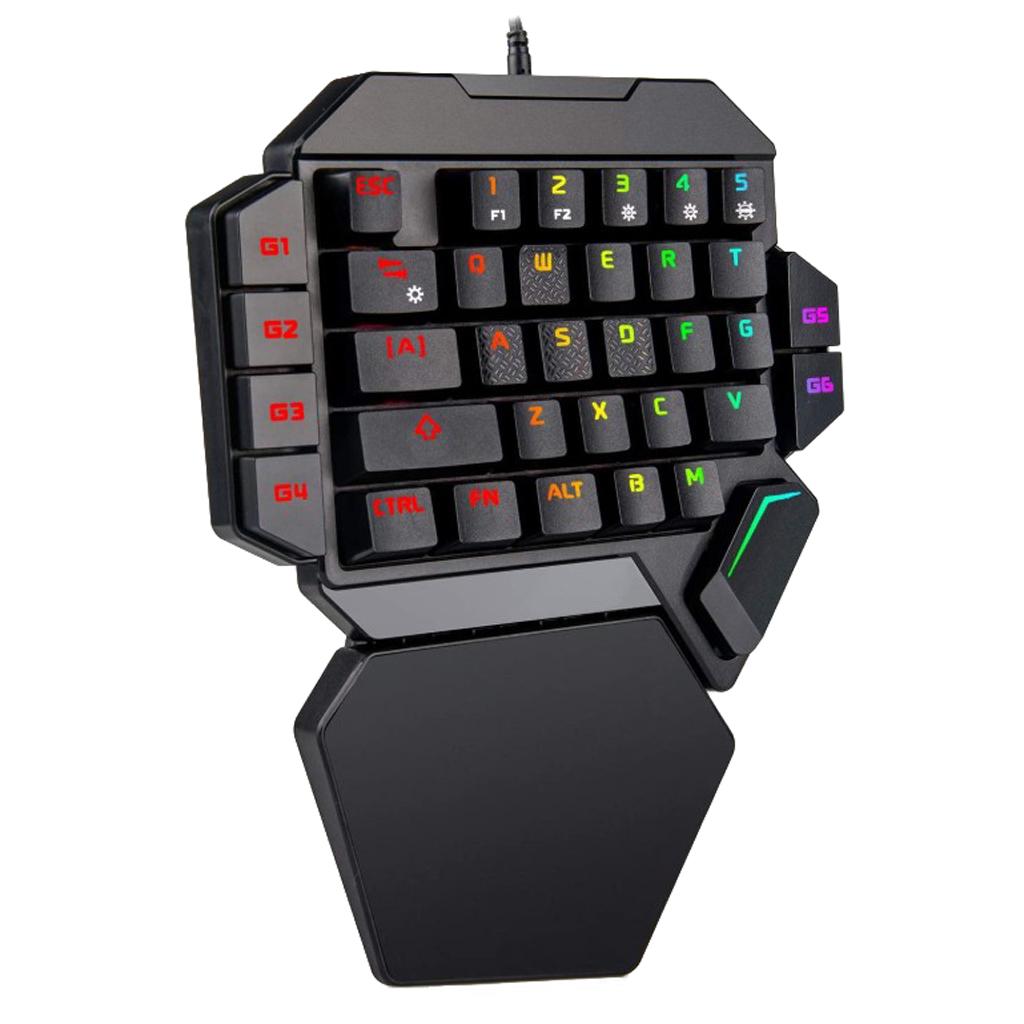 LED Mechanical Keyboard One-Handed Game Keyboard Computer USB Keypad 35 Keys