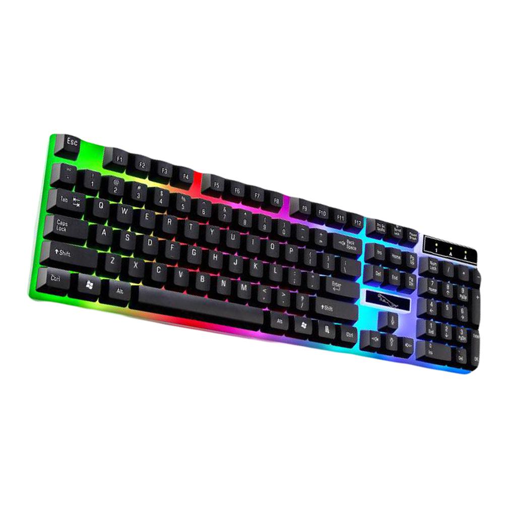 LED Illuminated USB 2.0 Game Keyboard Universal Mechanical Keyboard Black