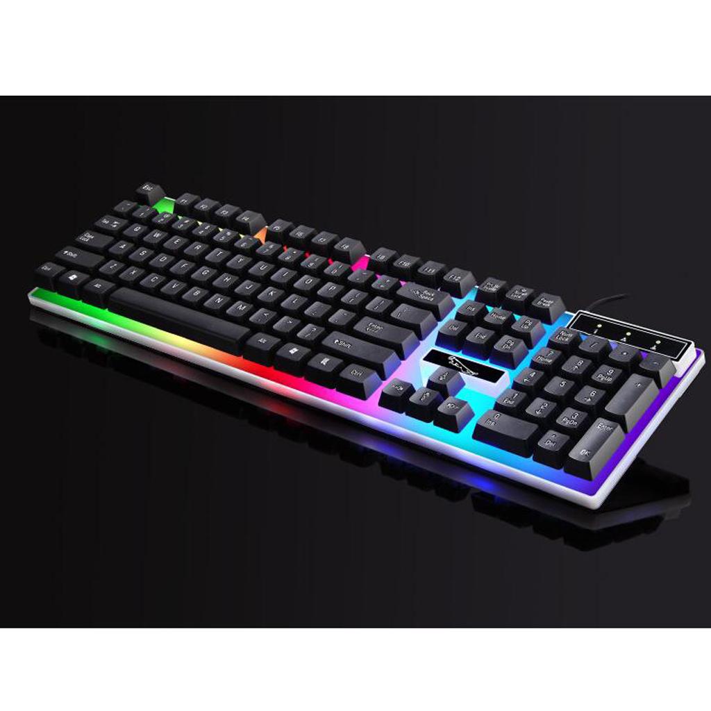 LED Illuminated USB 2.0 Game Keyboard Universal Mechanical Keyboard Black