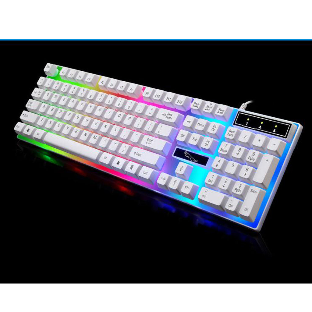 LED Illuminated USB 2.0 Game Keyboard Universal Mechanical Keyboard White