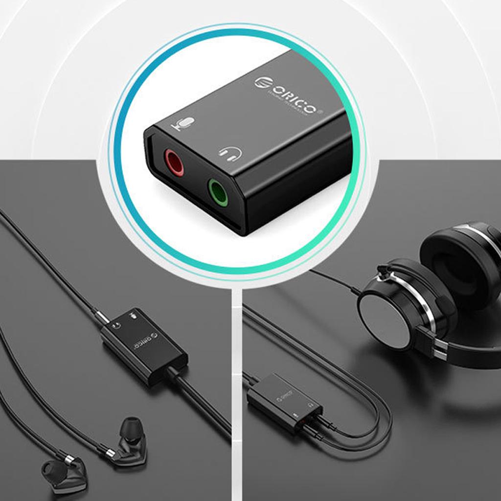 Drive-free Dual Channels USB Audio Adapter External Stereo Sound Card