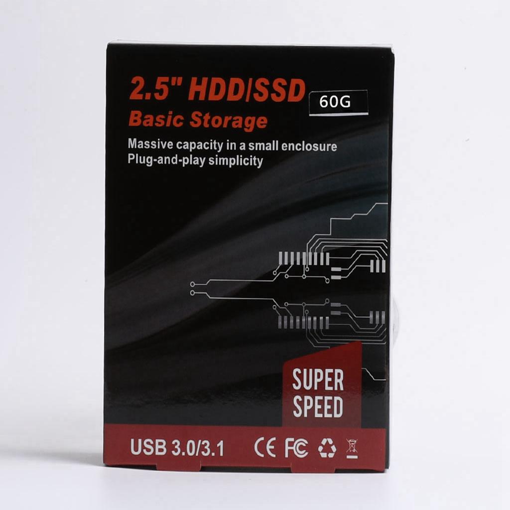 BUKING Portable 2.5'' Mobile HDD USB 3.0 External Hard Disk Drive 60G Silver