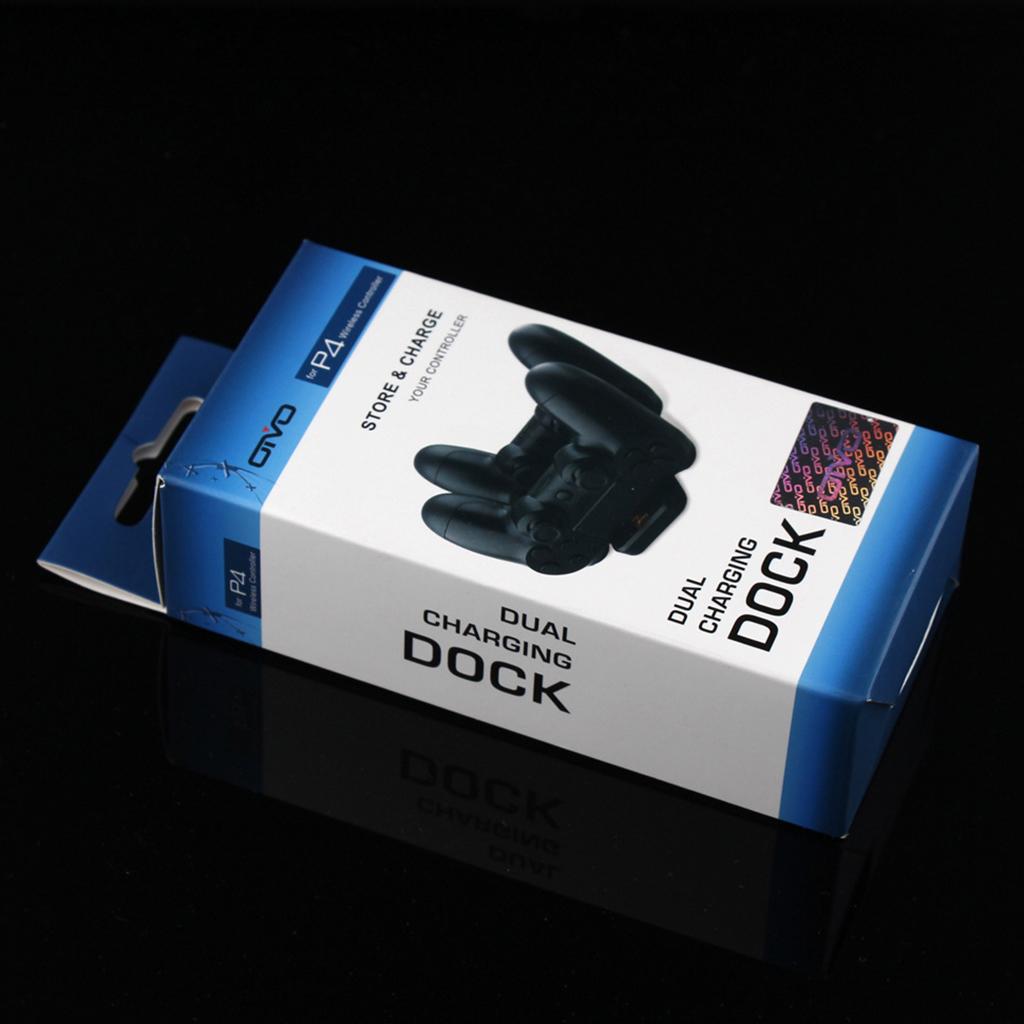 Dual Gamepad Handle Wireless Controller Chargers Dock for PS4 Black