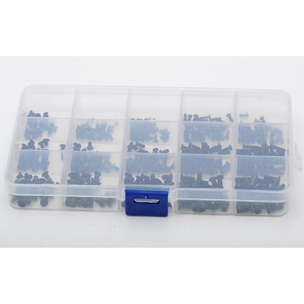 Laptop screws 450 pcs set 15 sizes M2 M2.5 M3 with storage box