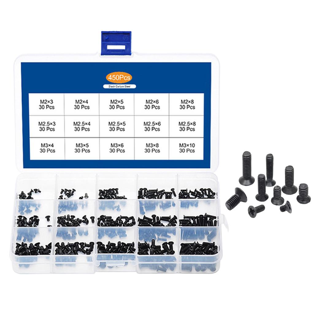 Laptop screws 450 pcs set 15 sizes M2 M2.5 M3 with storage box