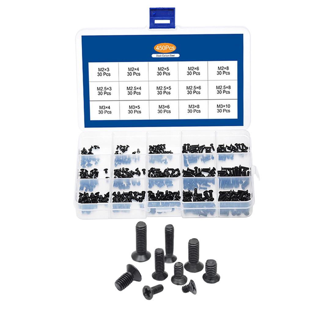 Laptop screws 450 pcs set 15 sizes M2 M2.5 M3 with storage box