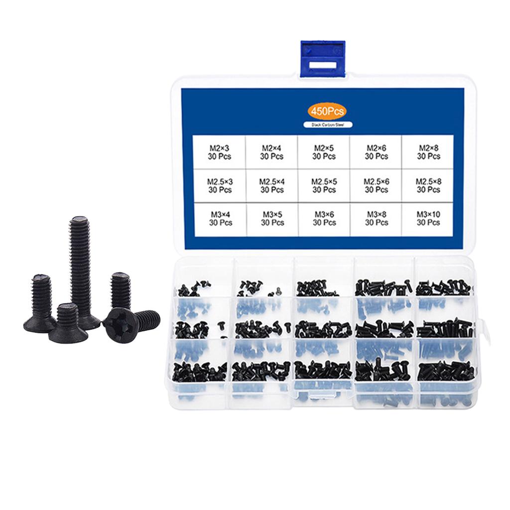 Laptop screws 450 pcs set 15 sizes M2 M2.5 M3 with storage box
