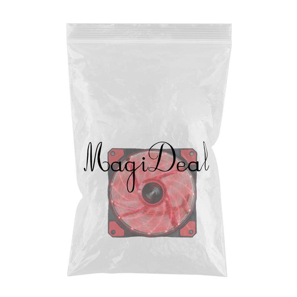 4 Pin Port 12CM Chassis Computer Case Mute Cooling Fan with LED Red