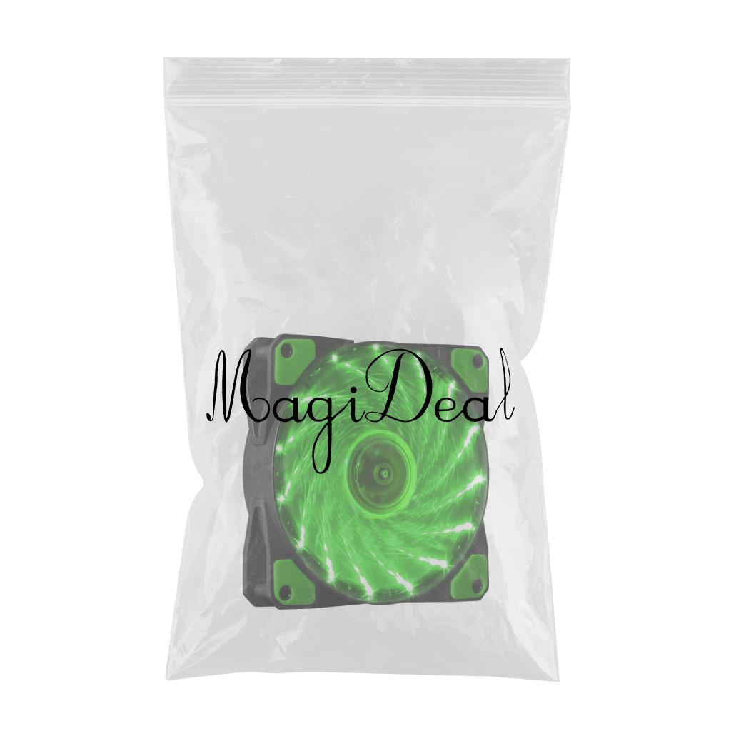 4 Pin Port 12CM Chassis Computer Case Mute Cooling Fan with LED Green