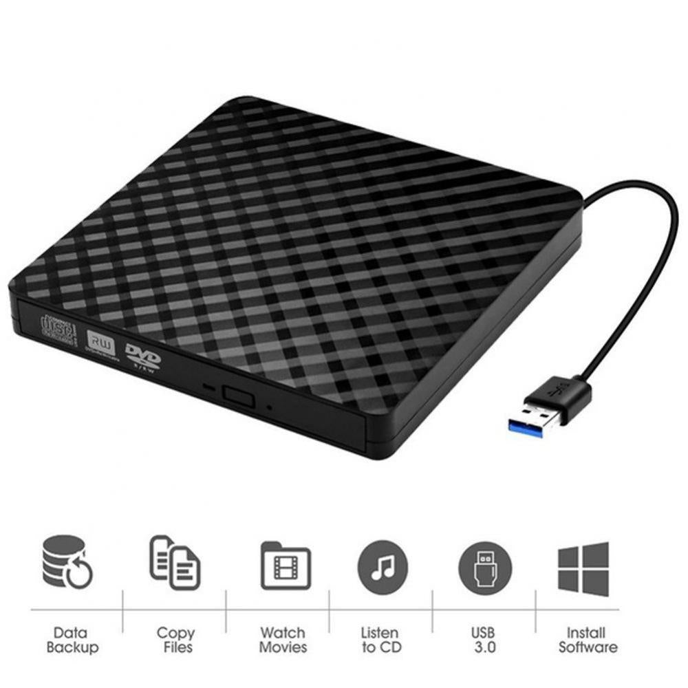 New External USB 3.0 DVD-RW CD Writer Burner Reader Player for PC Black