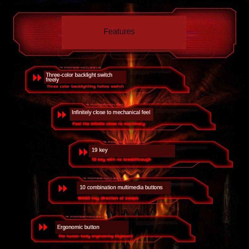 Gaming USB LED 3 Color Crack Keyboard Waterproof 114 Keys for Laptop PC