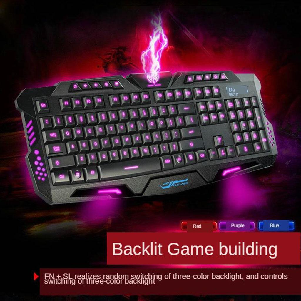 Gaming USB LED 3 Color Crack Keyboard Waterproof 114 Keys for Laptop PC