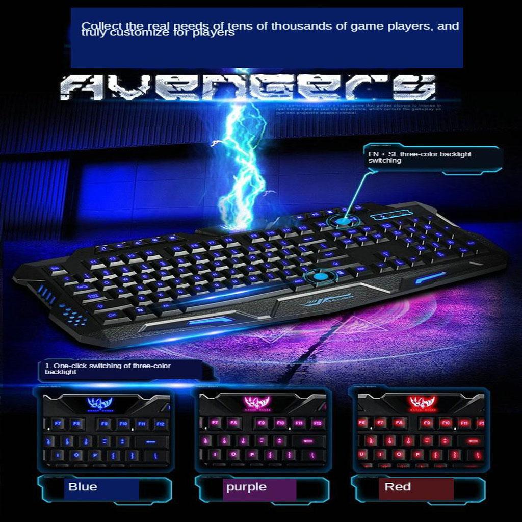 Gaming USB LED 3 Color Crack Keyboard Waterproof 114 Keys for Laptop PC