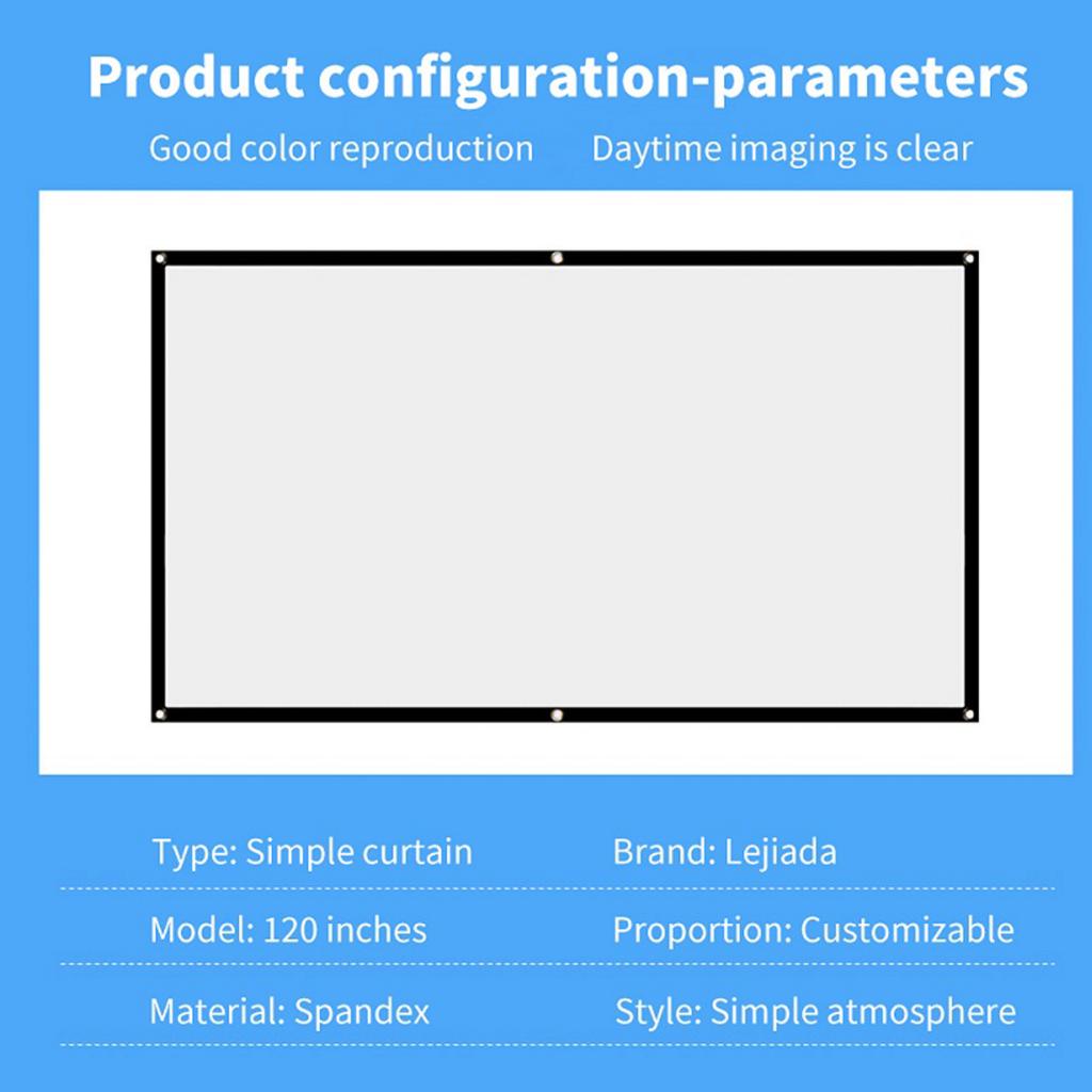 Projector 16:9 HD Foldable Projection Screen for Home 120 inch