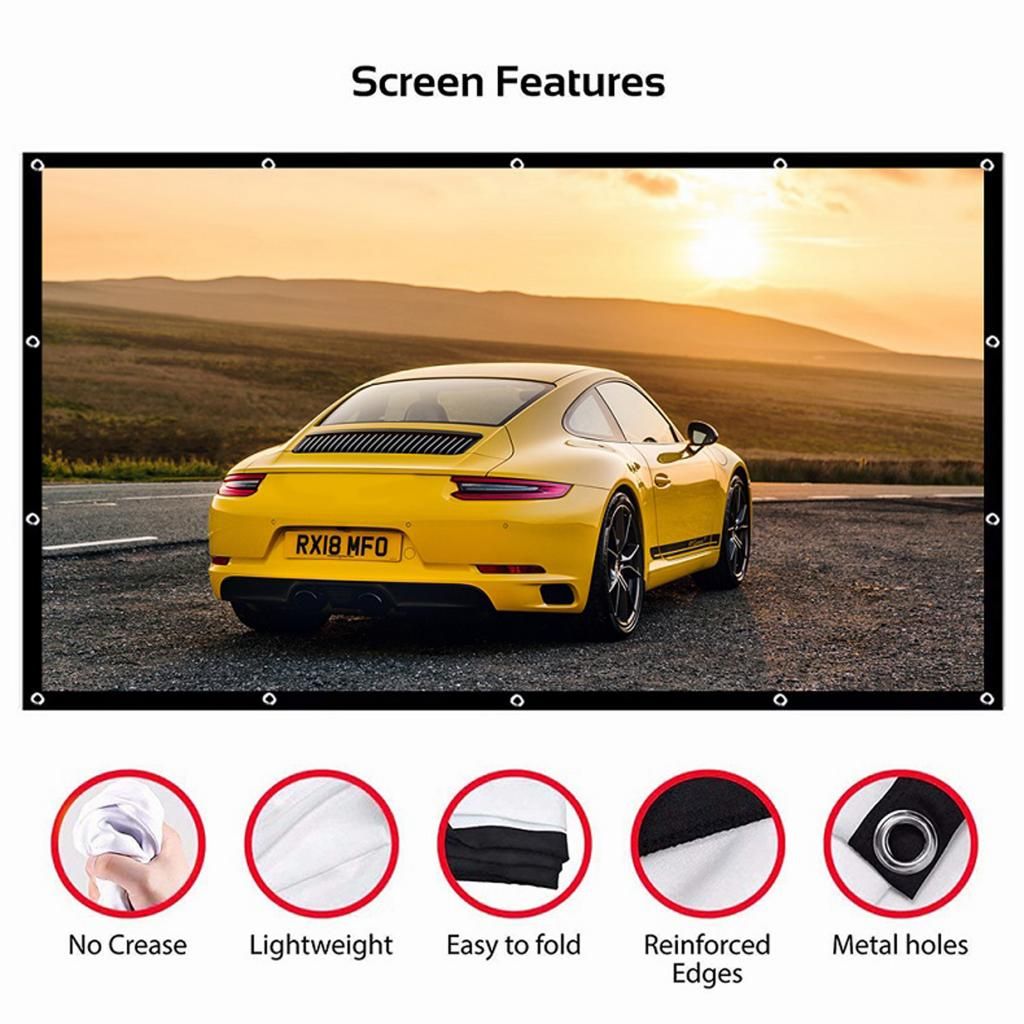 Projector 16:9 HD Foldable Projection Screen for Home 150 inch