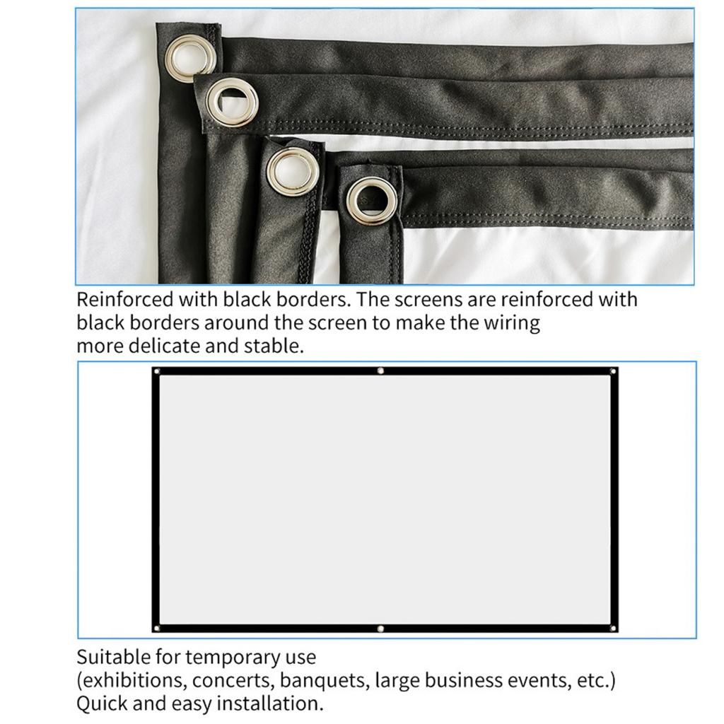 Projector 16:9 HD Foldable Projection Screen for Home 150 inch