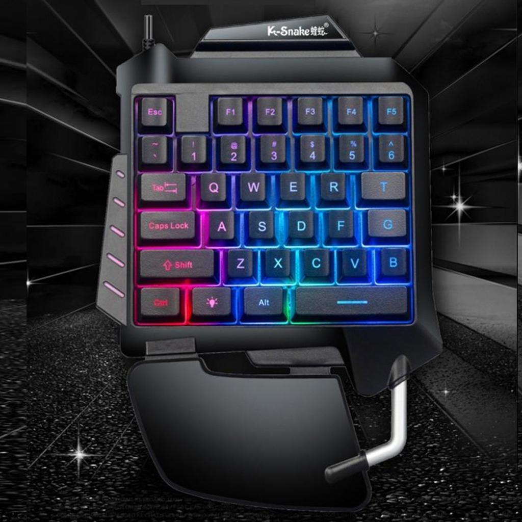 Mini One Hand Gaming Keyboard 35 Keys Game Keypad Backlit For Laptop