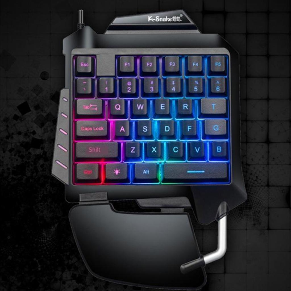Mini One Hand Gaming Keyboard 35 Keys Game Keypad Backlit For Laptop