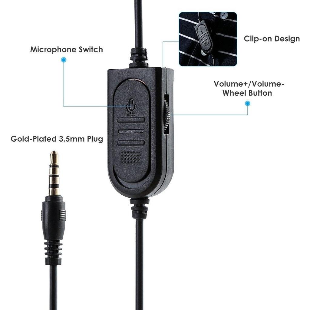 Wired 3.5mm Jack Stereo Headset Headphone Adjustable Microphone Speaker Blue