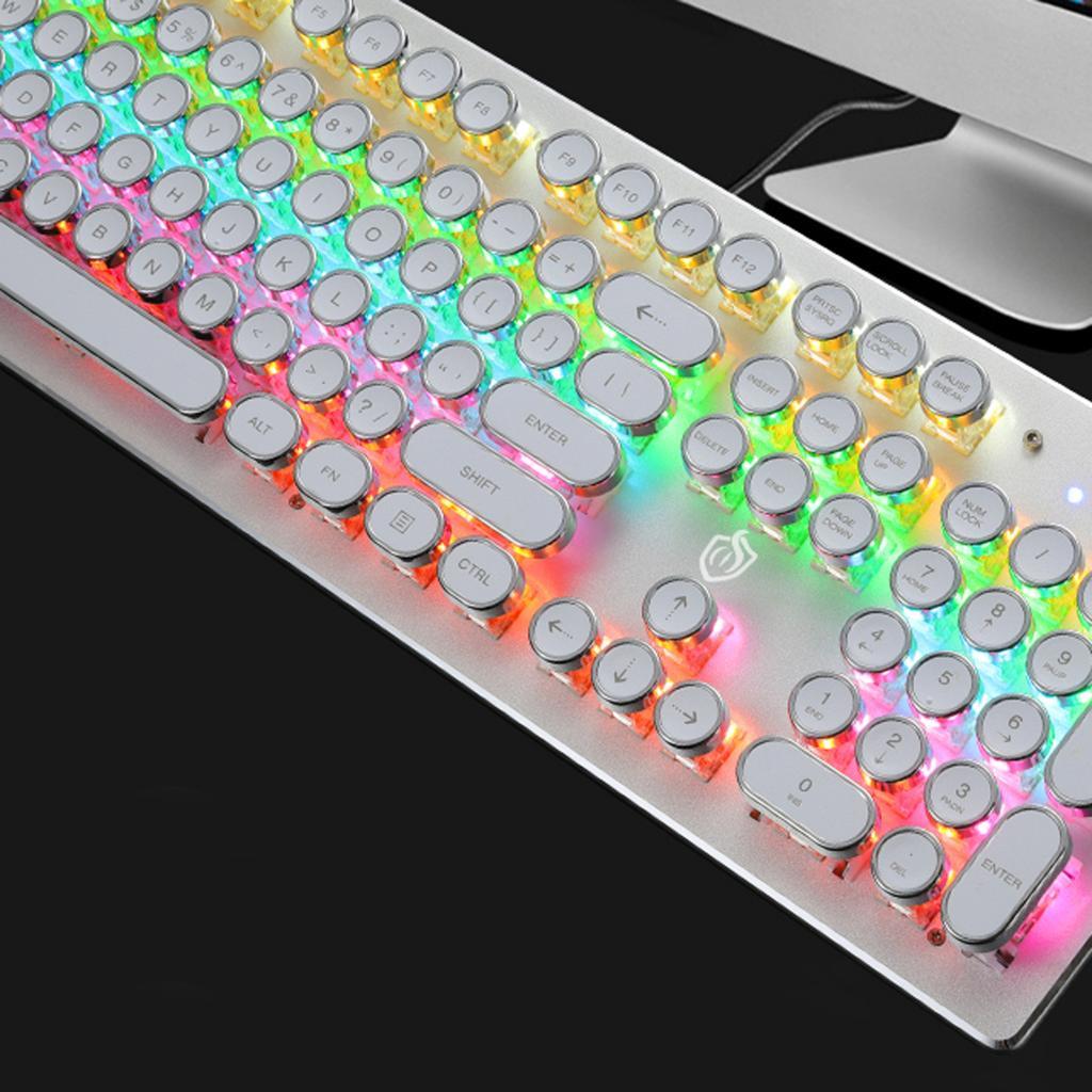 USB Wired LED Backlit Ergonomic Gamer Keyboard For PC Laptop White