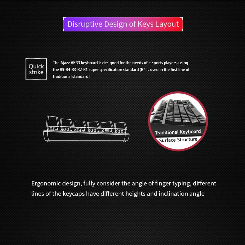 AJAZZ Mechanical Keyboard Portable 82 Keys Blue Switches-White-No Light