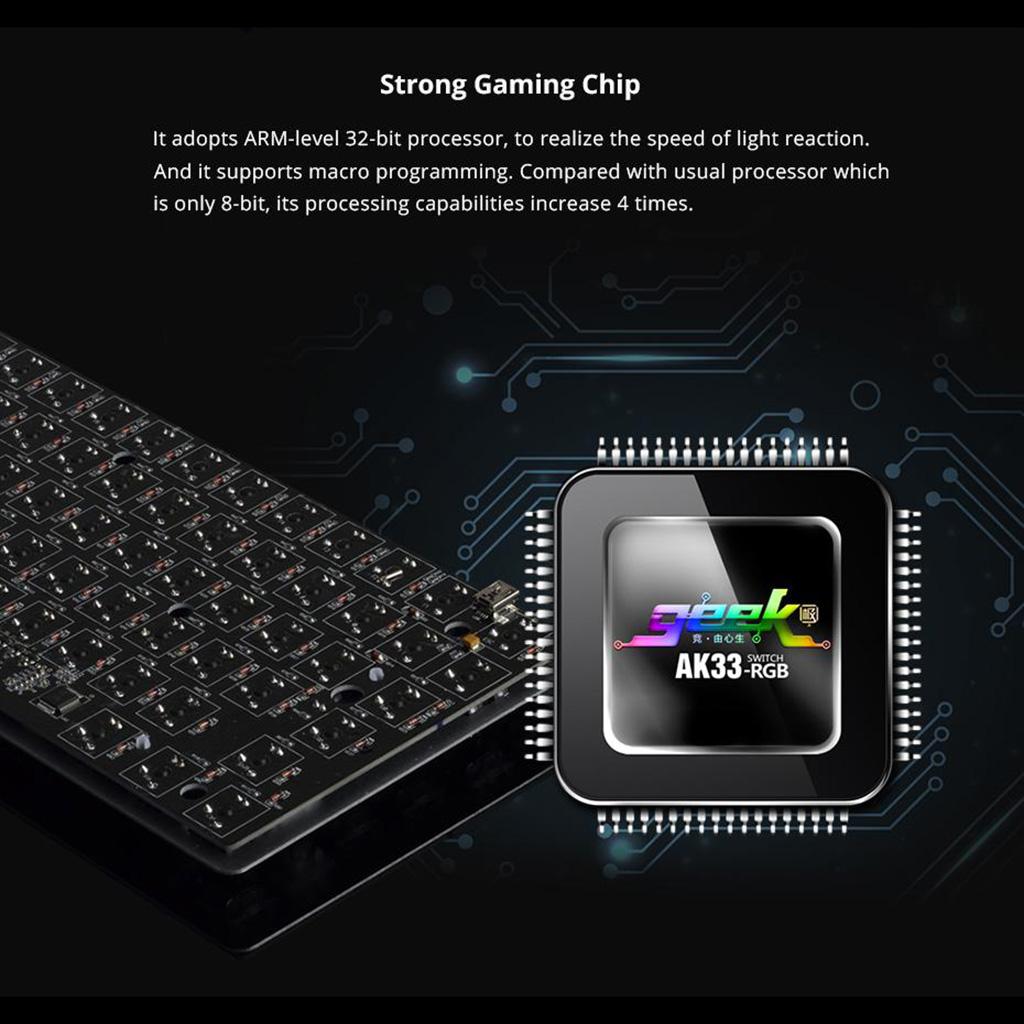 AJAZZ Mechanical Keyboard Portable 82 Keys Blue Switches-Black-RGB Alloy