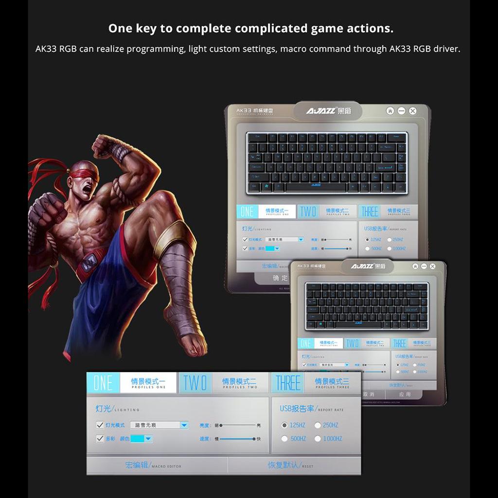 AJAZZ Mechanical Keyboard Portable 82 Keys Blue Switches-Black-RGB Alloy