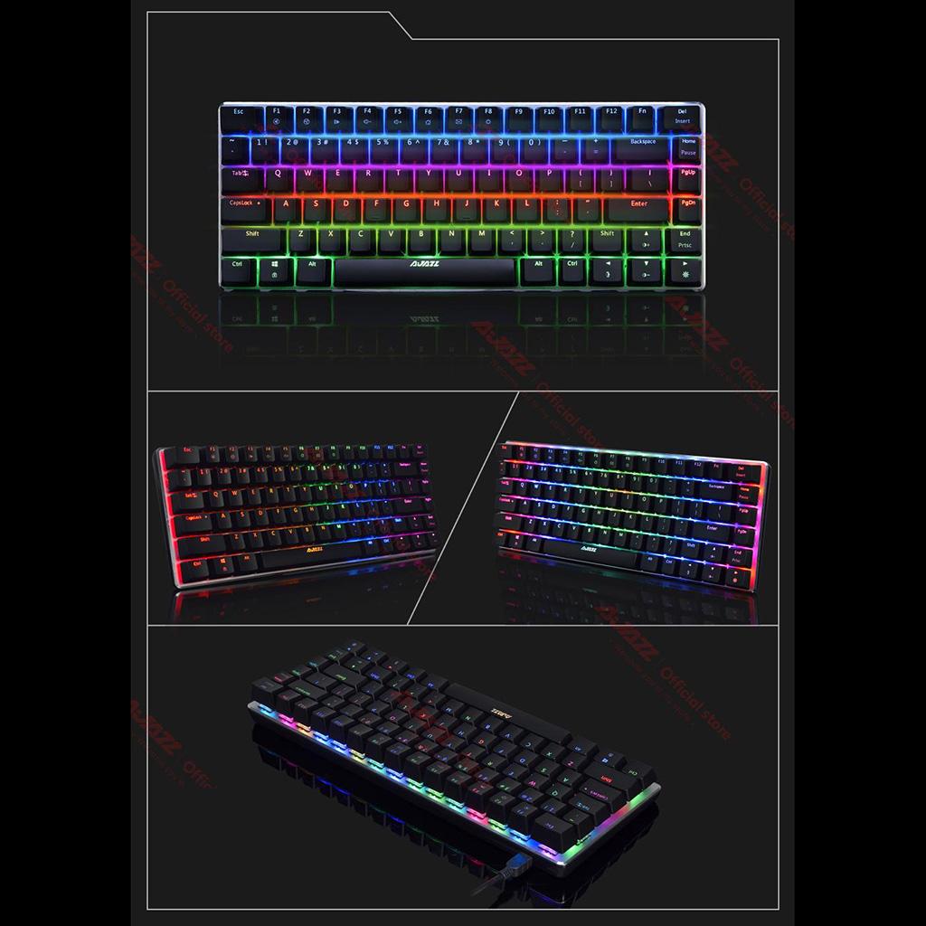 AJAZZ Mechanical Keyboard Portable 82 Keys Blue Switches-Black-RGB Alloy