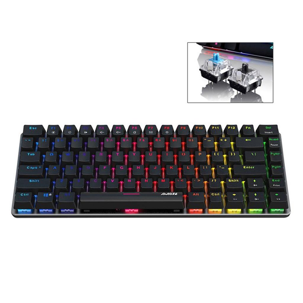 AJAZZ Mechanical Keyboard Portable 82 Keys Blue Switches-Black-RGB Alloy