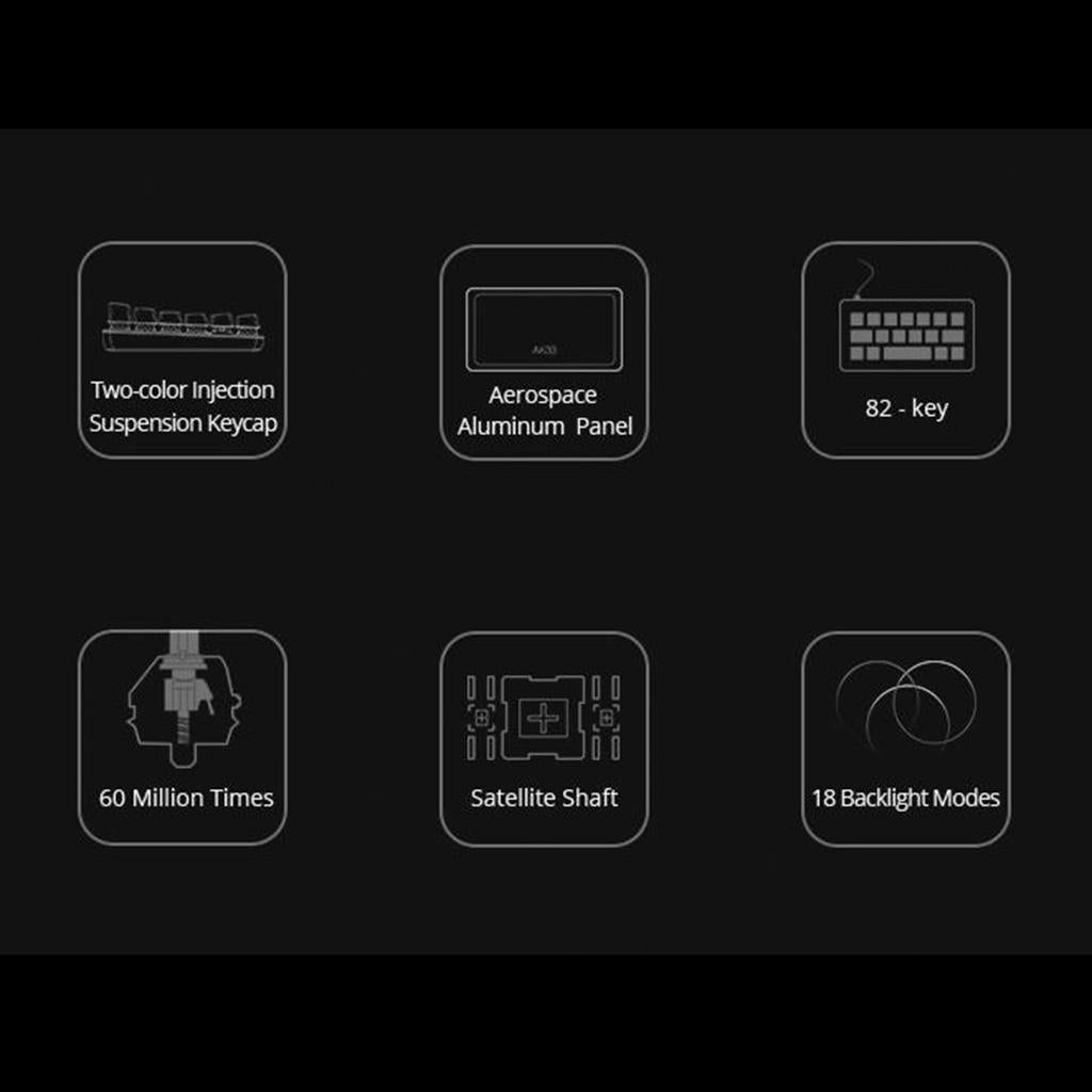 AJAZZ Mechanical Keyboard Portable 82 Keys Blue Switches-Black-RGB Alloy