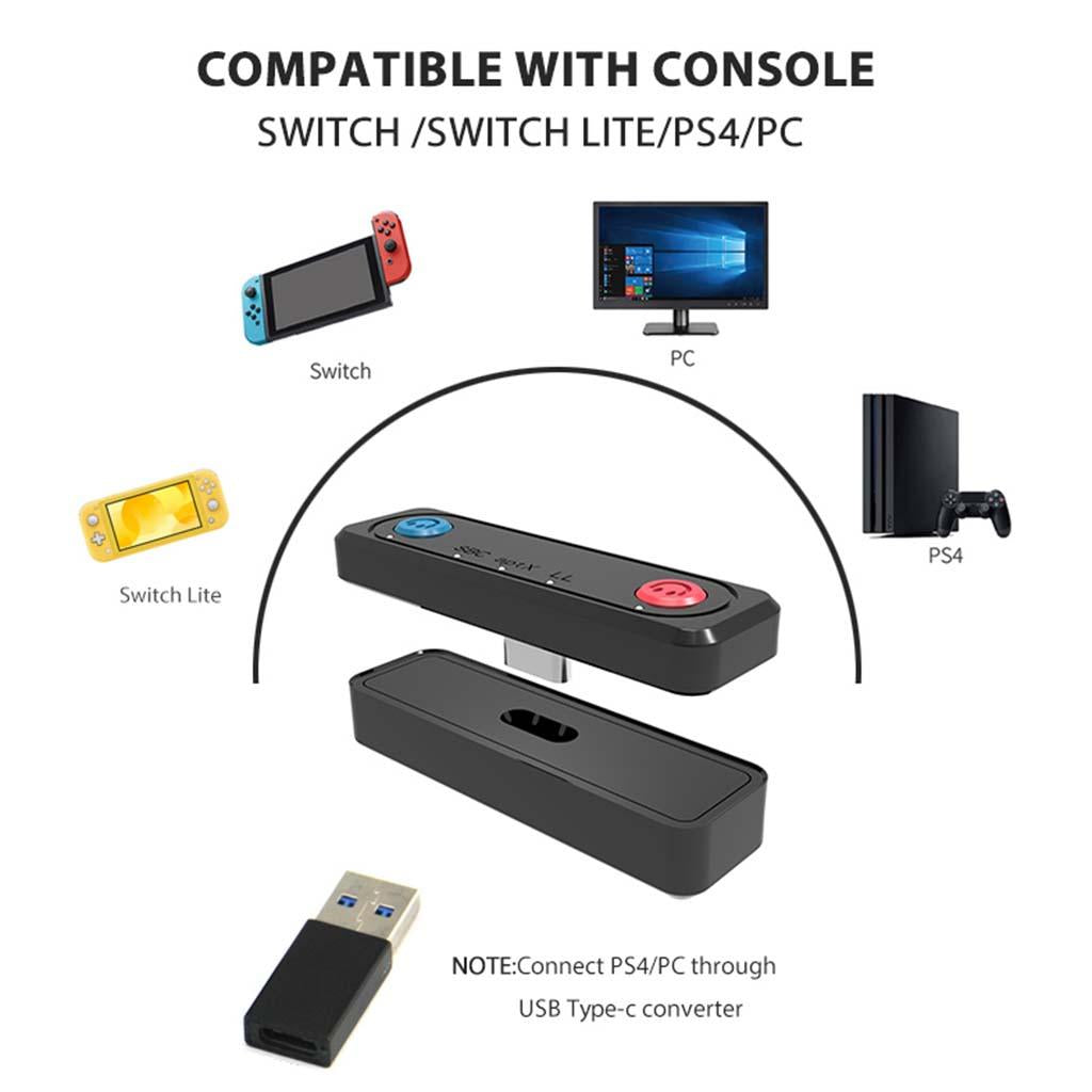 Bluetooth Transmitter for Nintendo Switch/Switch Lite/PS4/PC Blue red