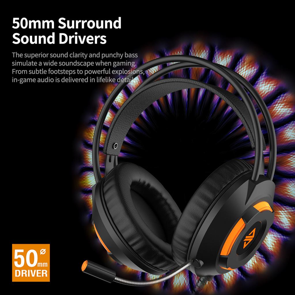 AX120 Stereo Gaming Noise-cancelling Wired Headset Black( USB)