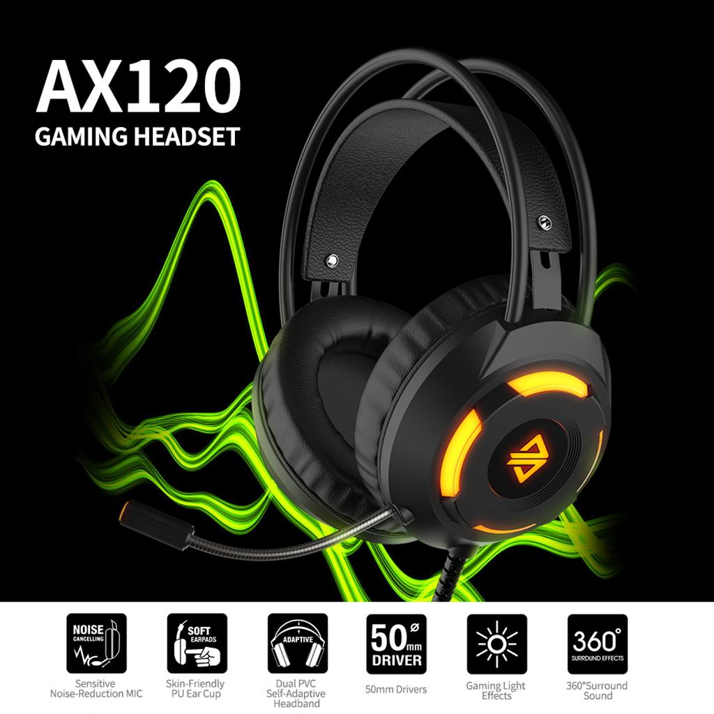 AX120 Stereo Gaming Noise-cancelling Wired Headset White (USB)