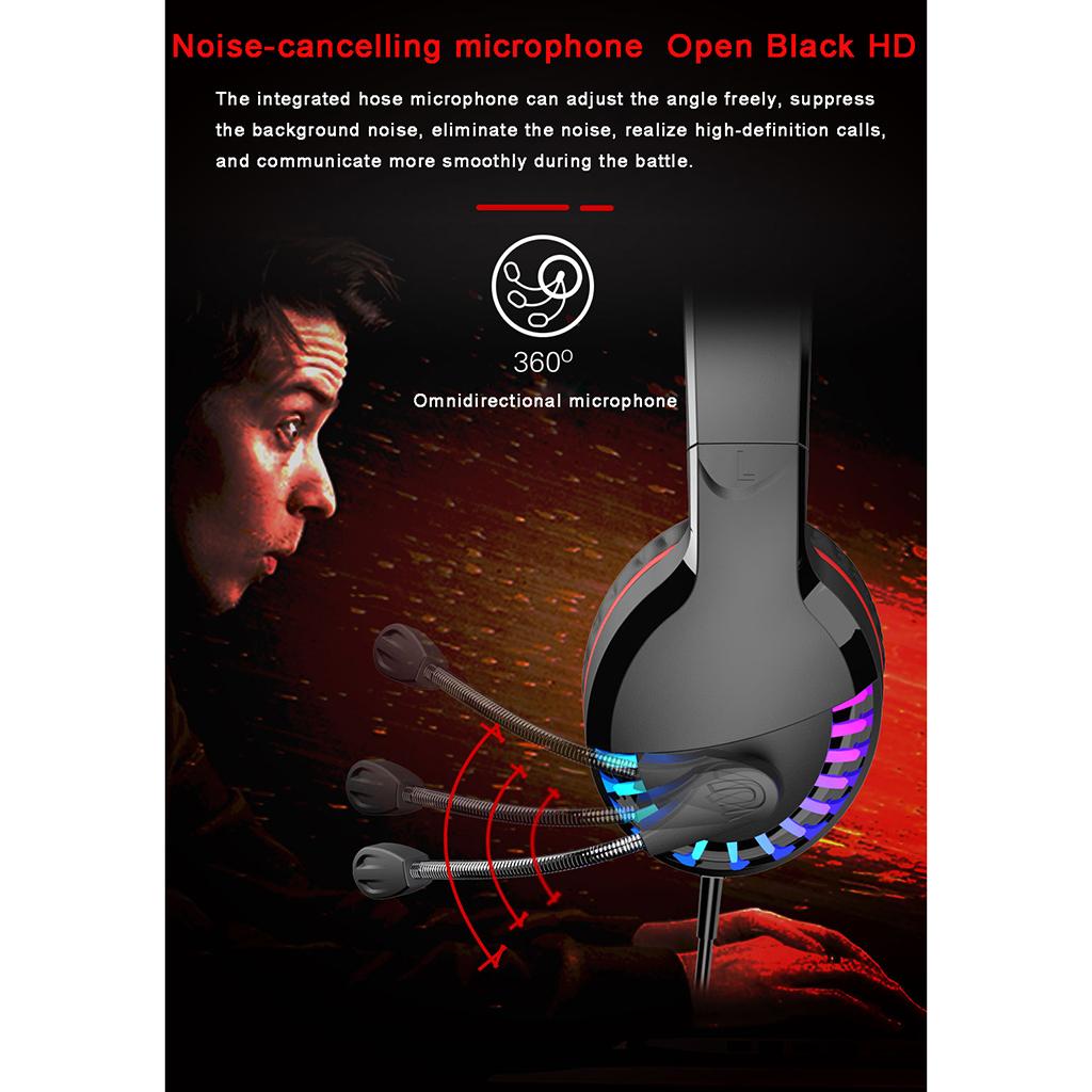 M18 Wired Colorful Glowing Stereo Gaming Headset Headphone with Mic