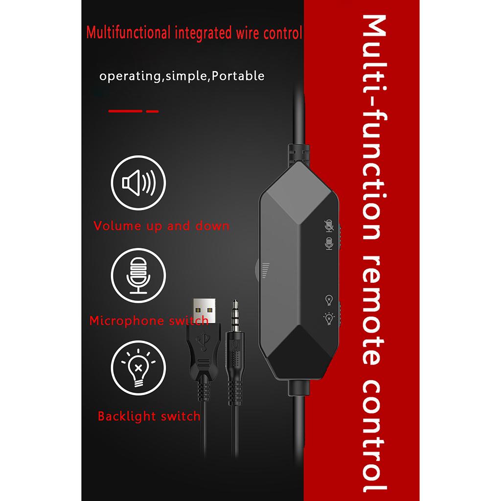 M18 Wired Colorful Glowing Stereo Gaming Headset Headphone with Mic